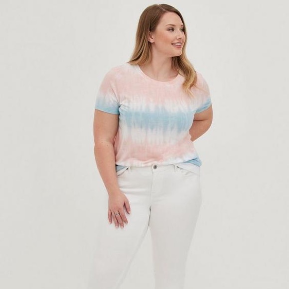 Torrid Pink and Blue Vintage Triblend Crew Neck Short Sleeve Tee - Picture 2 of 5